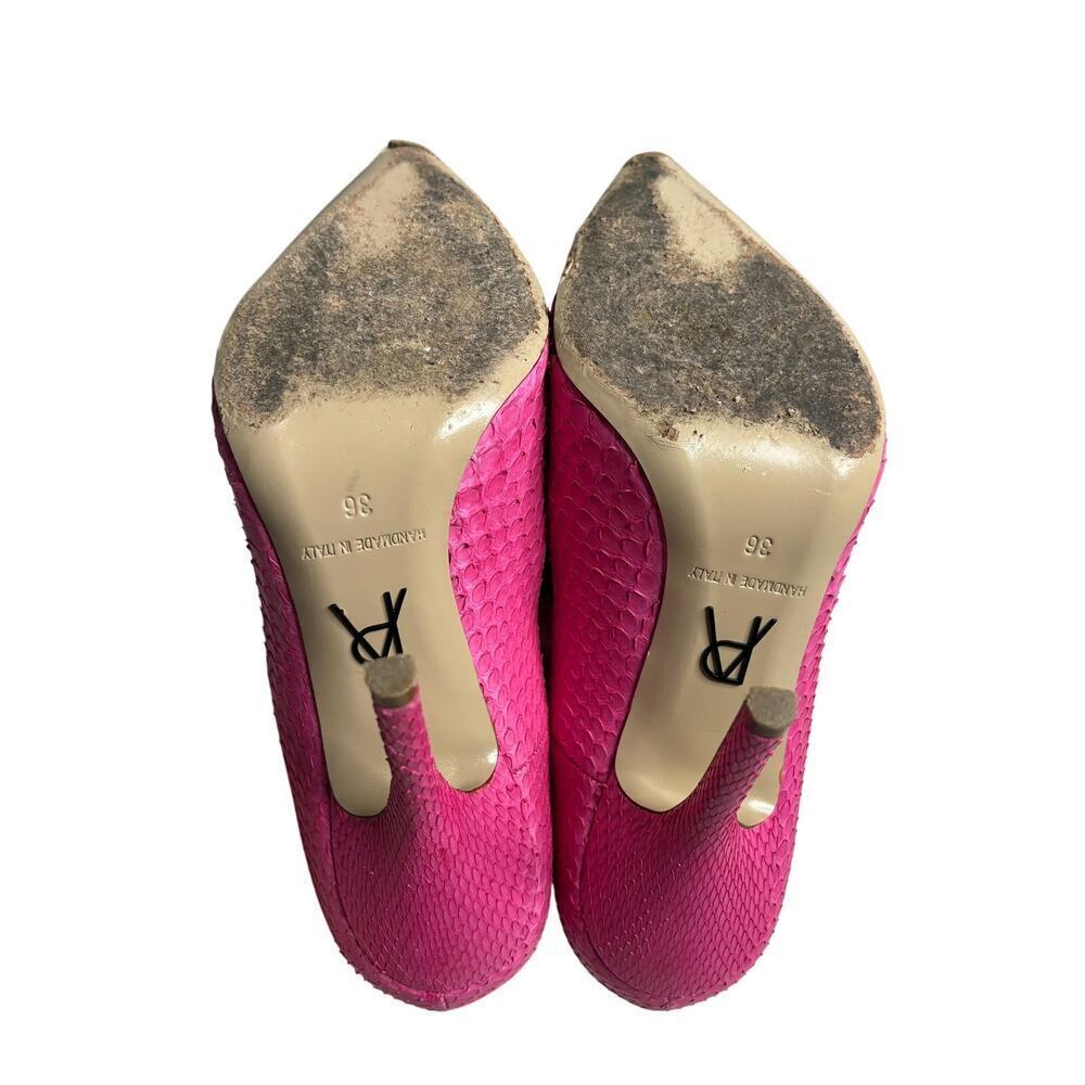 Paul Andrew Kimura Python Leather Pumps Neon Rose… - image 6